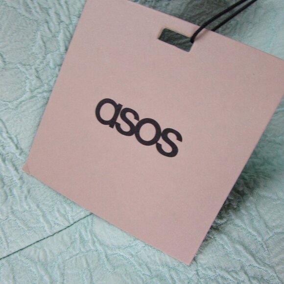 NEW NWT ASOS mint green Midi Skater Dress in Bonded Texture womens size 8 - Picture 5 of 9